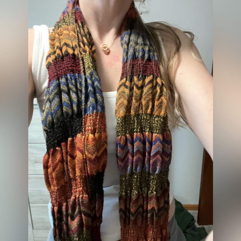 Multicolor Chevron Knit Scarf
